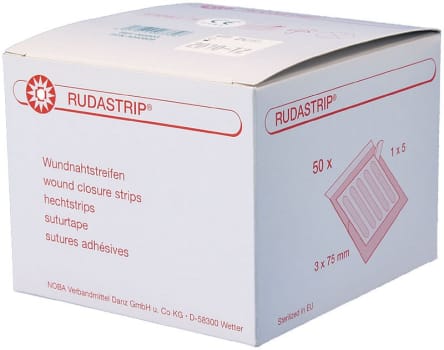 Rudastrip, suturtape, hvid, steril, 3 mm x 75 mm