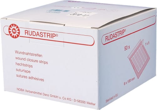 Rudastrip, suturtape, hvid, steril, 6 mm x 100 mm