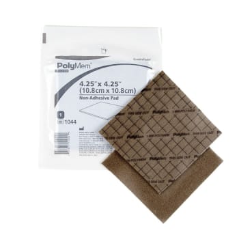 PolyMem Silver, skumbandage med sølv, uden klæber, steril, 10,8 cm x 10,8cm
