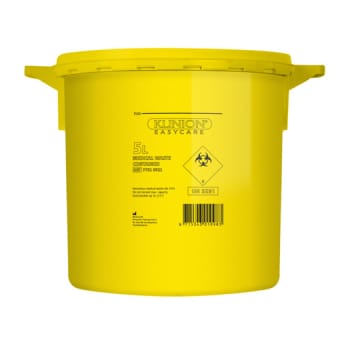 Klinion Easycare, kanylebeholder, gul, med kanyleaftræk UN godkendt, 5 l