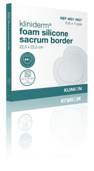 Kliniderm Foam Silikone Border, Sacral skumbandage, steril, 22,5 cm x 22,5 cm
