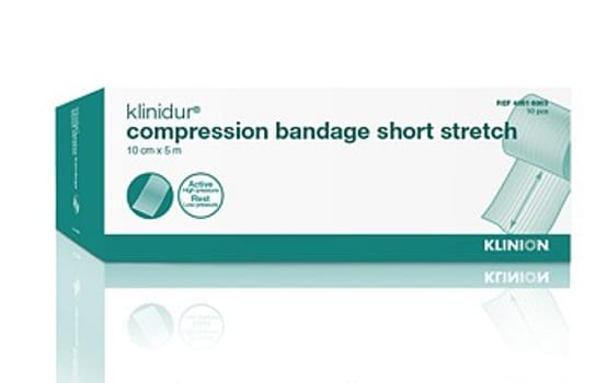 Klinidur, kortstræksbind 100% bomuld, 10 cm x 5 m