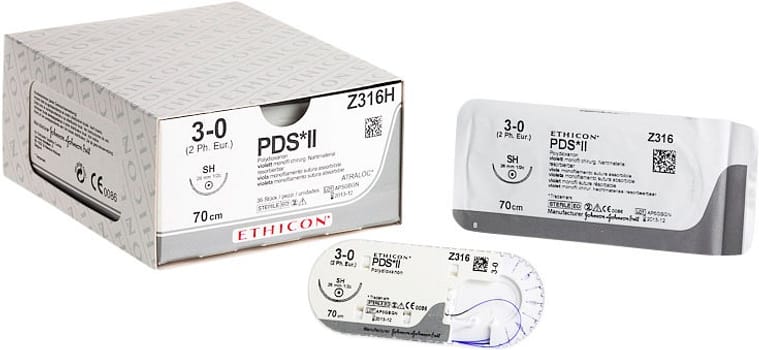 Ethicon PDS II, sutur, violet, 70 cm, SH-1 nål, 22 mm, steril, 4-0