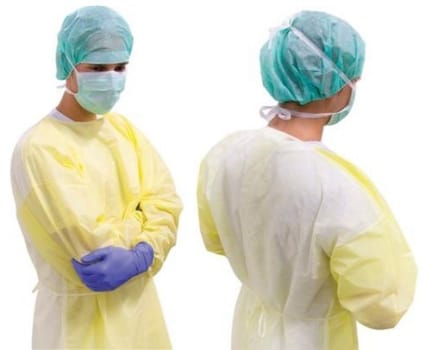 Klinipro beskyttelseskittel, væsketæt m/manchet, åndbar, gul, 114 cm, medium