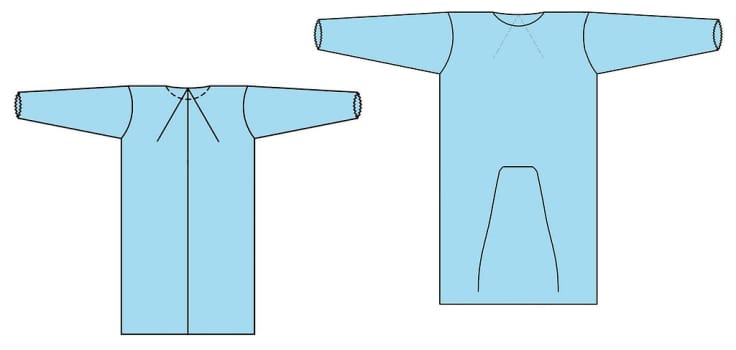 Klinipro beskyttelseskittel, væskeafvisende, elastik, lyseblå 114cm, medium/large