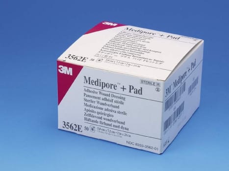 Medipore Pad, plaster non woven med sårpude 2,8x3,8cm, steril, 5 cm x 7,2 cm