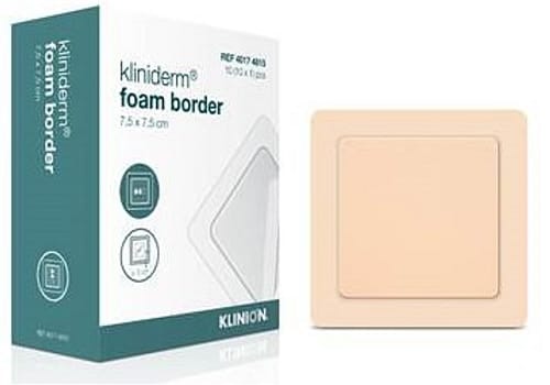Kliniderm Foam, skumbandage med klæb på border, steril NY, 7,5 cm x 7,5 cm