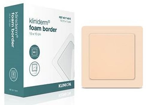 Kliniderm Foam, skumbandage med klæb på border, steril NY, 10 cm x 10 cm