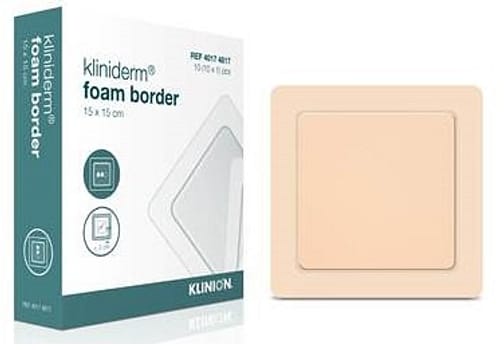 Kliniderm Foam, skumbandage med klæb på border, steril NY, 15 cm x 15 cm