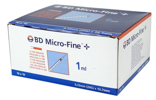 BD MicroFine, insulinsprøjte 1,0 ml med kanyle, steril, 29G x ½ , 0,33 mm x 12,7 mm