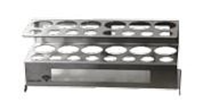 human med, Holder til sprøjter, stål, 6-8 huller, 230 x 83 x 95 mm