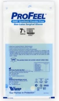 Profeel DHD Synthetic, neopren OP handske, brun, pudderfri, steril, str 7