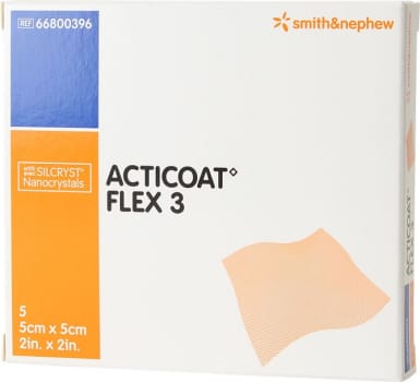 Acticoat Flex 3, sårkontaktlag med sølv, steril, 5 cm x 5 cm