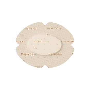 Mepilex Border Flex, oval,fleksibel skumbandage m/border, silikone, st., 7,8 cm x 10 cm