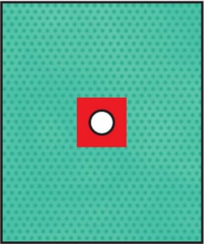 Raucodrape, afdækning med hul og klæb, Ø 6cm - 2 lag, steril, 50 cm x 60 cm