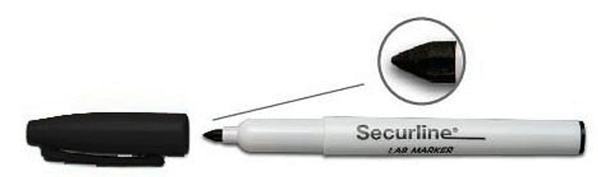 Securline, mærkepen, lab, fine tip, sort