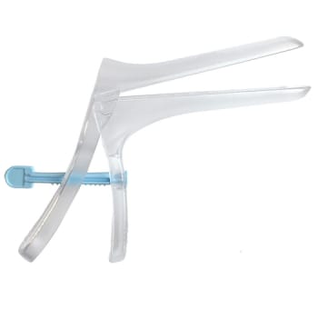 Easyspec vaginalspekulum, engangs, selvholdende, medium, usteril, blå