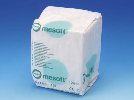 Mesoft non-woven, kompres, 7,5 cm x 7,5 cm