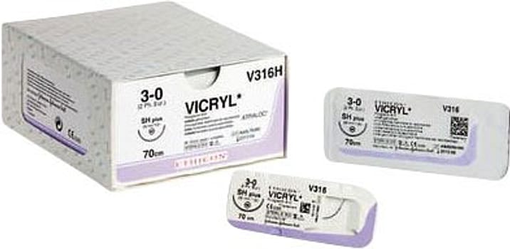 Ethicon Vicryl, sutur, ufarvet, 75 cm med PS-2 nål, steril, 4-0