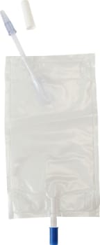 Unomedical, urinpose, 10 cm skrå slange, PP-aftap, 600 ml