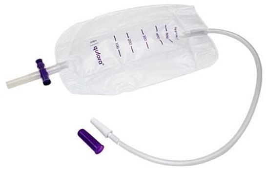 Qufora flerkammer urinpose, 50 cm just.slange, krydsventil, +4cm, NRV, NW, 750 ml