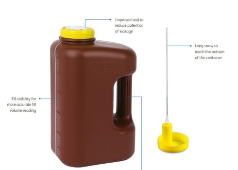 BD Vacutainer, Døgnurin dunk med vakuumsystem og lang kanyle, 3 l