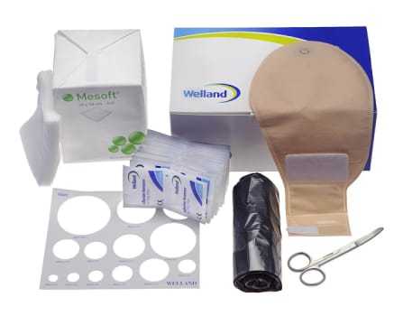 Flair Active Tømbar Sampak, 1-dels ileostomipose, Midi, beige, Ø 32 mm