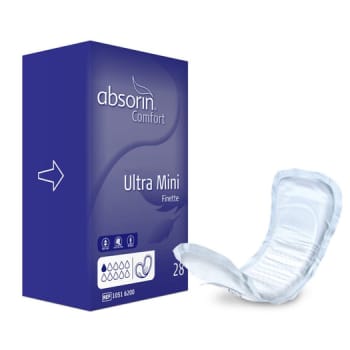 Absorin Finette, dryp-/dagbind/trusseindlæg, ultra mini, 8 cm x 18 cm