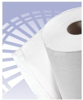 Mediq, 2-lags genanvendt papir, hvidt, præget, perforere, 50 cm x 46 m