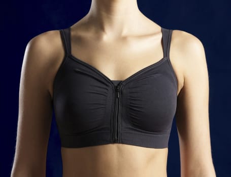 CareFix Post-Op Bra BH, Anna, frontluk. lynlås, justerbar stropper, sort, large