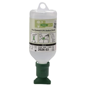Plum, øjenskyllevæske m. øjenkop, 0,9% NaCl, steril, 500 ml