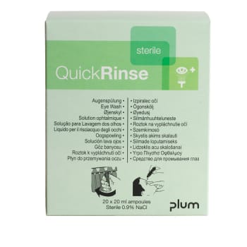 Plum, øjenskyllevæske, 0,9% NaCl, ampuller med 5 x 20 ml, 20 ml