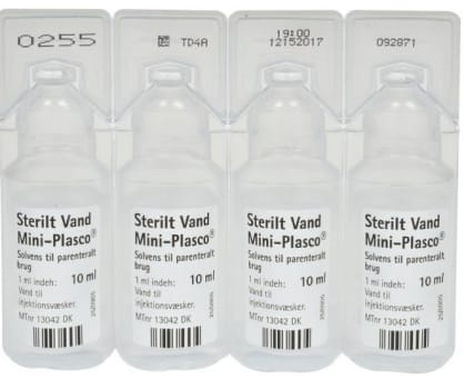 Mini-Plasco, sterilt vand, solvens til parenteral anvendelse, 10 ml
