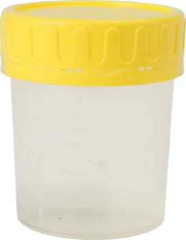 Prøverør/bægre, urinbæger, steril indven. med skruelåg, uindpakket, 100 ml