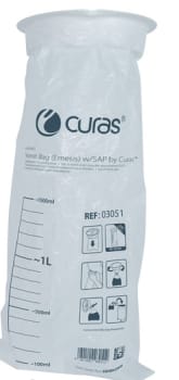 Curas, opkastningspose, eng, PE, m. plastik krave, 1,5 l