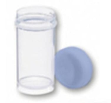 Prøverør/bægre, Urinprøvebæger m/skruelåg, gradueret til 10ml, 20 ml