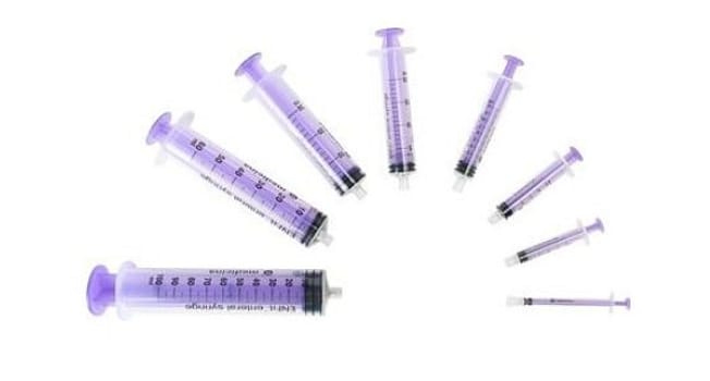 Medicina, sprøjte, enteral ENFIT, engangs, lav dosis, st., 2,5 ml