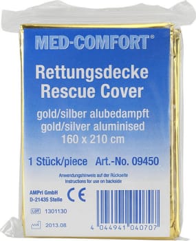 Antichok redningstæppe, guld/sølv - enkelt styk, 160 cm x 210 cm