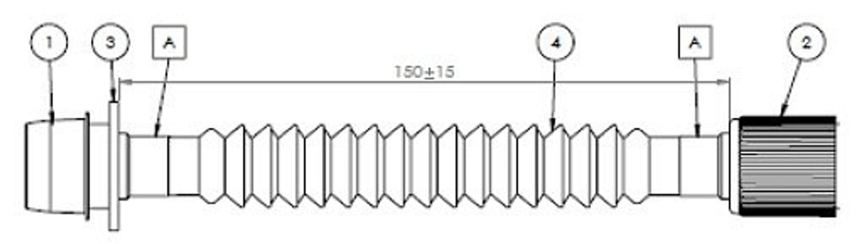 Altech Cirkelsystem, tubeforlænger lige, med flexslange 15/22 mm