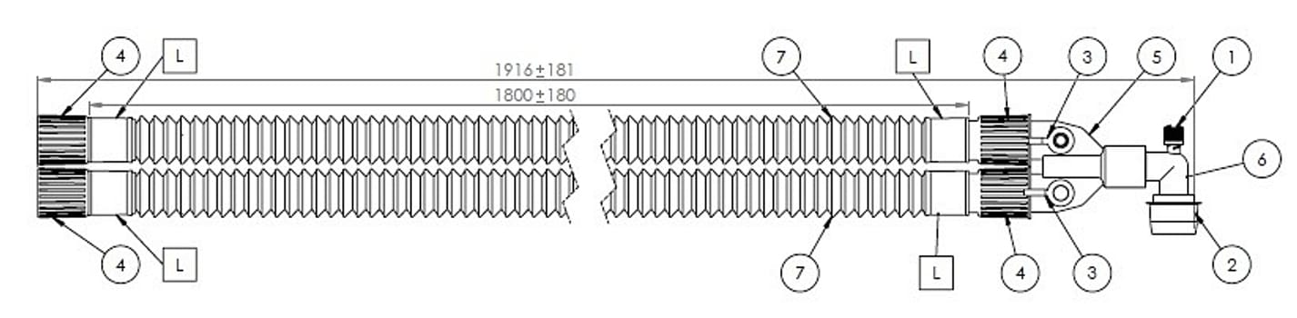Altech Cirkelsystem, harmonika, aftageligt Y-stykke og albue, m/CO2, 1,8 m
