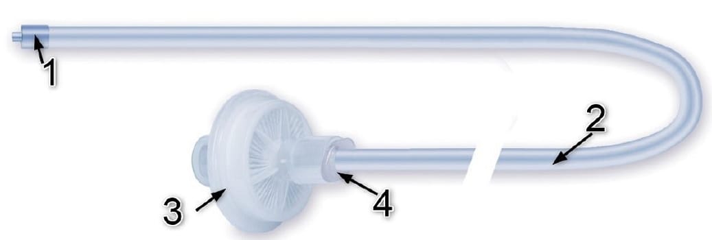 Extrudan, insufflationsslange, filter 50L/min L/L ch25, st, 300 cm