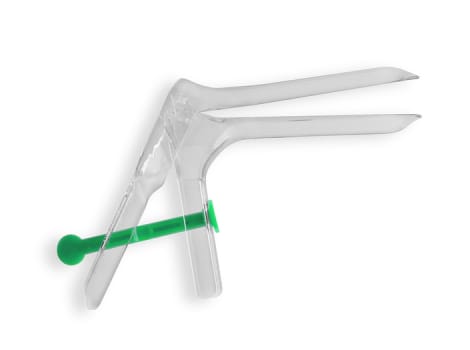 Klinion Vaginalspekel, engangs, selvhold. m/drejbar lås (grøn), steril, large