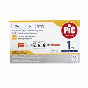 Insumed, insulinsprøjte 1,0 ml med kanyle 30G, steril, 30G, 12,7 mm x 0,30 mm