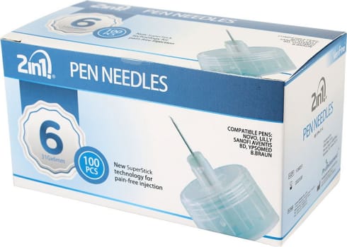 2in1, penkanyle 31G, steril, 6 mm x 0,25 mm (31G)