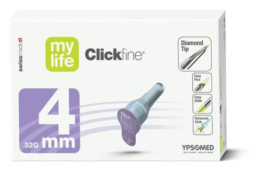 mylife Clickfine, Diamond penkanyle, steril, 4 mm x 0,23 mm (32G)