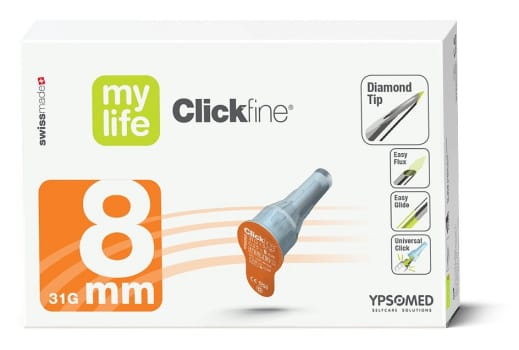 mylife Clickfine, Diamond penkanyle, steril, 8 mm x 0,25 mm (31G)
