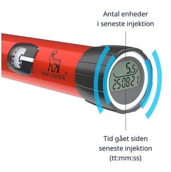 Novopen Echo Plus, 3 ml intelligent flergangspen til insulin, rød, ½-30 enheder