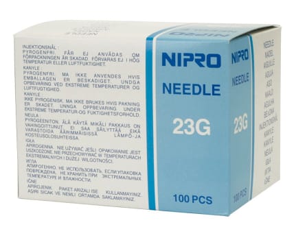 Nipro Flomax, kanyle, blå, steril, 23G x 1in, 0,6 mm x 25 mm