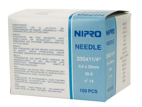 Nipro Flomax, kanyle, blå, steril, 23G x 1 1/4in, 0,6 mm x 32 mm