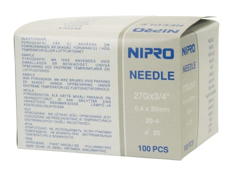 Nipro Flomax, kanyle, grå, steril, 27G x 3/4in, 0,4 mm x 19 mm